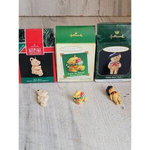Hallmark‎ miniature teddy bear Variety ornament Xmas set